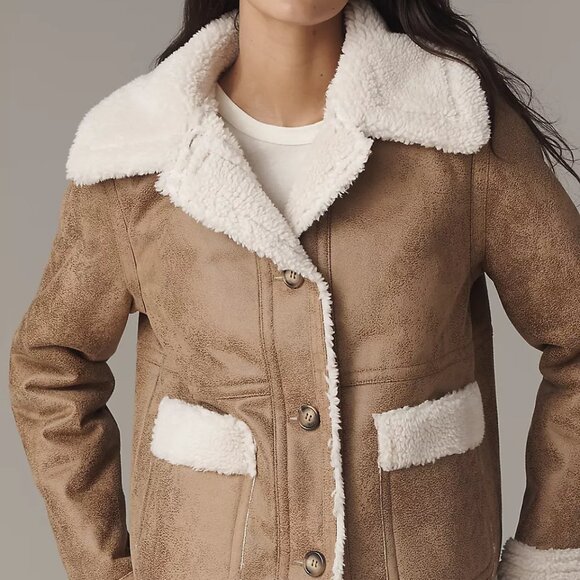 NEW BERNARDO Distressed Faux Suede And Faux Shearling Jacket 1025 6m3 - Picture 4 of 9